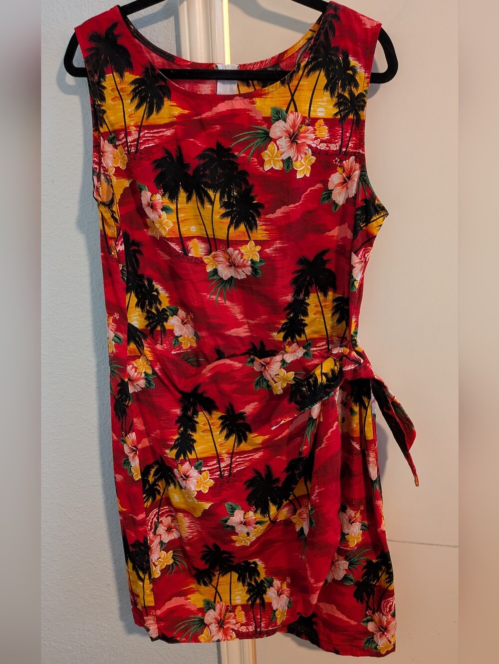 Pacific Legend Red Tropical Zip-up Wrap Dress